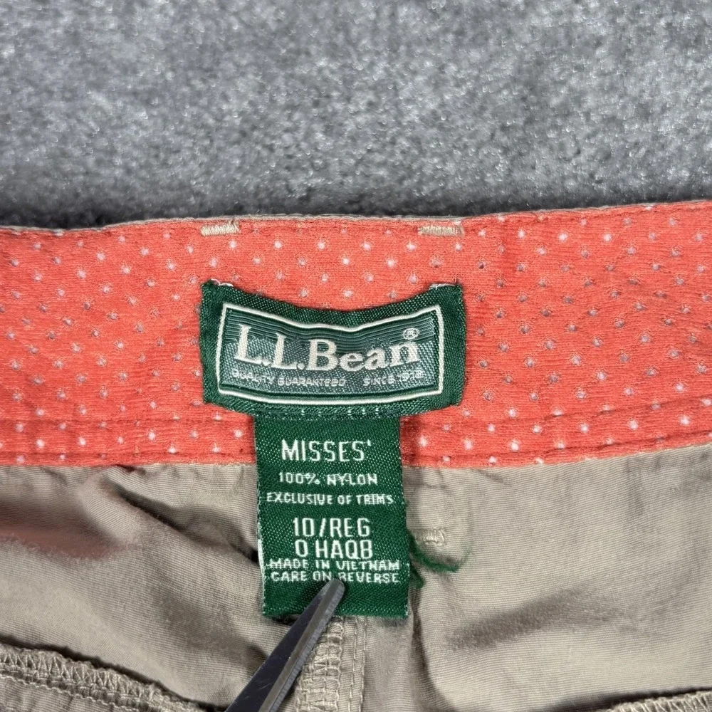 LL Bean Cargo‎ Shorts Womens 10 Beige Nylon Utility Hiking Outdoors Fishing